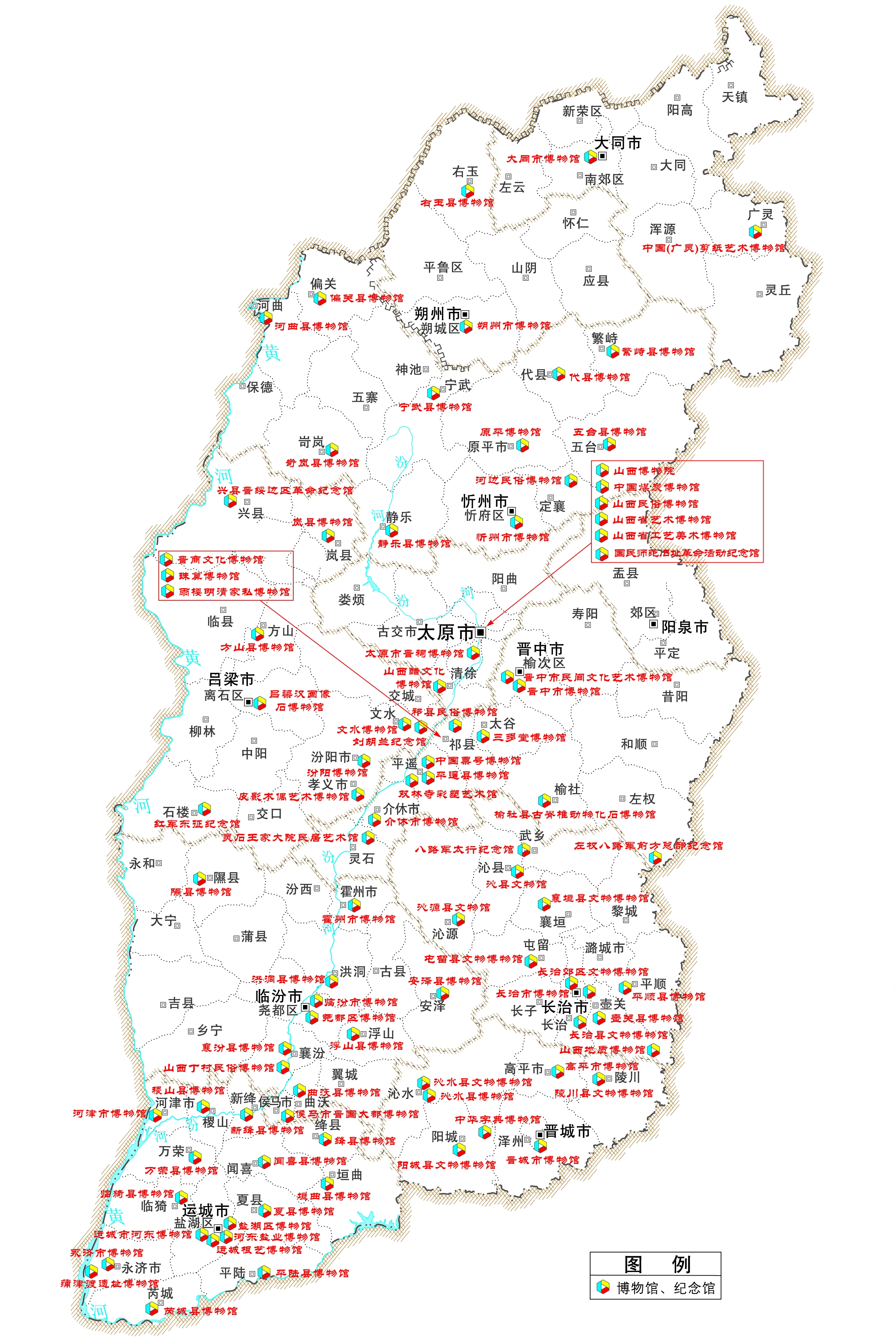 0.1博物馆、纪念馆、展览馆-《山西文化资源地图》审图号-晋S(2010)004号